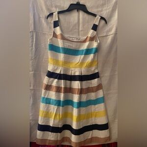 Sexy striped summer dress. White,yellow,blue,brown Like New condition. Size 2